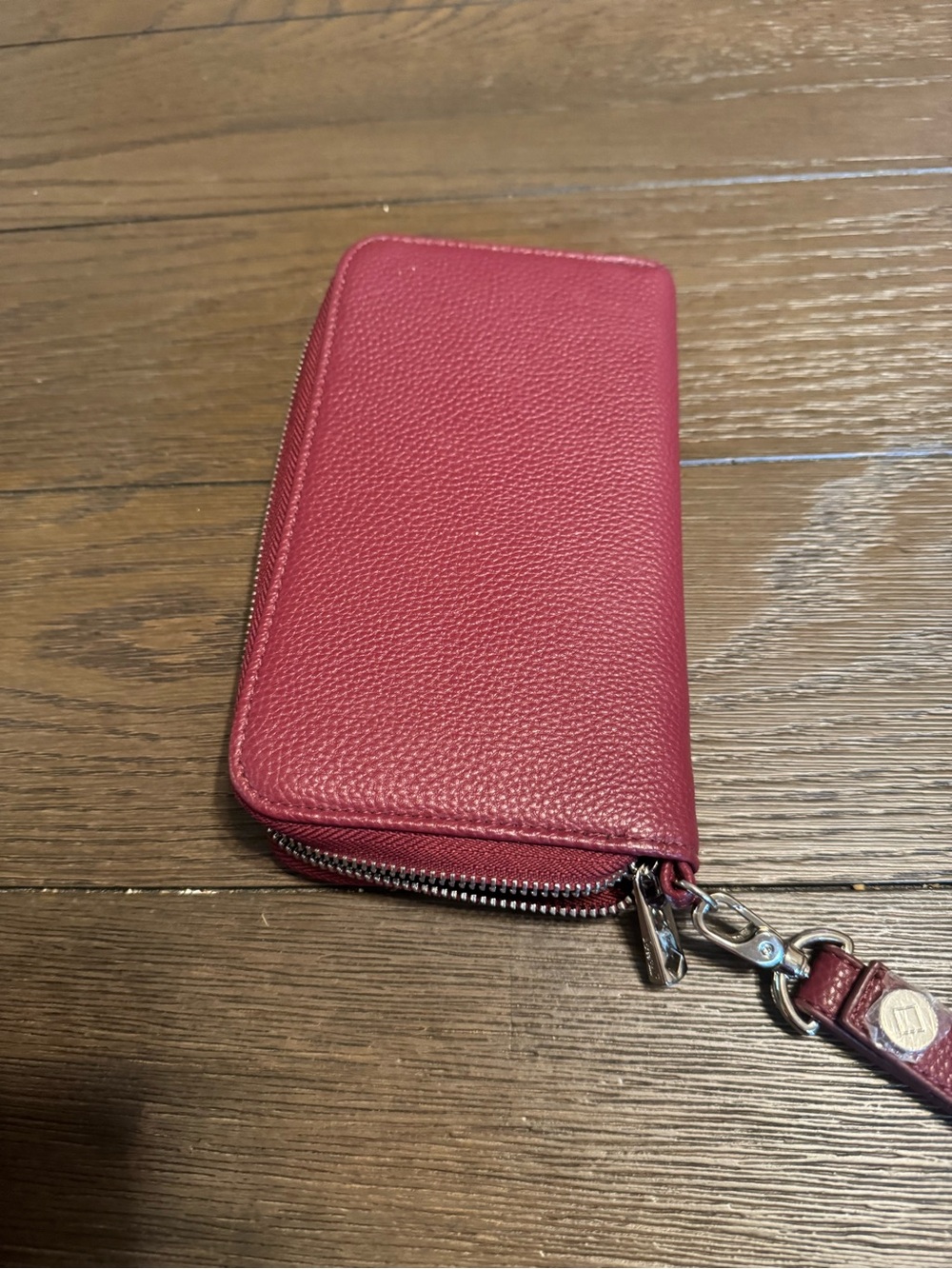 Textured Zip Wristlet Wallet in Raspberry Red - Picture 3 of 4